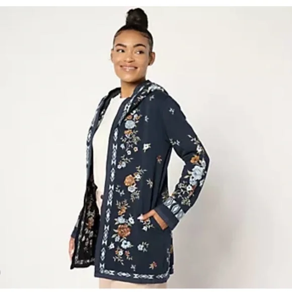 Driftwood Floral Navy Hooded Cardigan - Picture 1 of 1